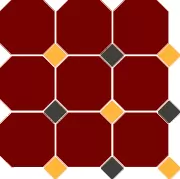 Фото Керамогранит Top Cer 4420 OCT21+14-B Brick Red OCTAGON 20/Ochre Yellow 21 + Black 14 Dots 30x30 Португалия