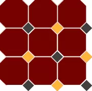 Фото Керамогранит Top Cer 4420 OCT14+21-A Brick Red OCTAGON 20/Black 14 + Ochre Yellow 21 Dots 30x30 Португалия