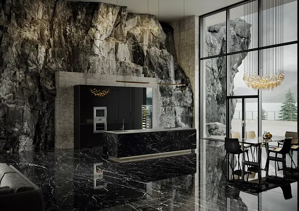 Фото Керамогранит 123040 Marquina Nero Lucidato Ret 60x120 Италия