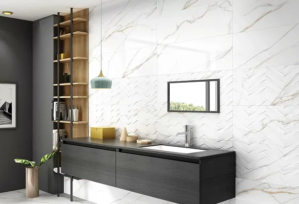 Фото Плитка Statuario Iron Ore Linea Glossy 30x90x1,05 Индия