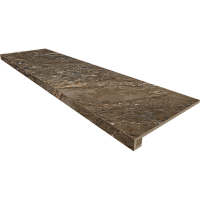 Фото Ступень комплект BR04 Bernini Dark Brown 33x120 неполированная с бортиком + Подступенок 14,5x120