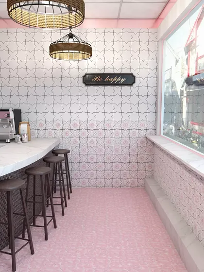 Фото Керамогранит Becolors Cross Dec. Stencil Electric Blue 13.25х13.25 Испания