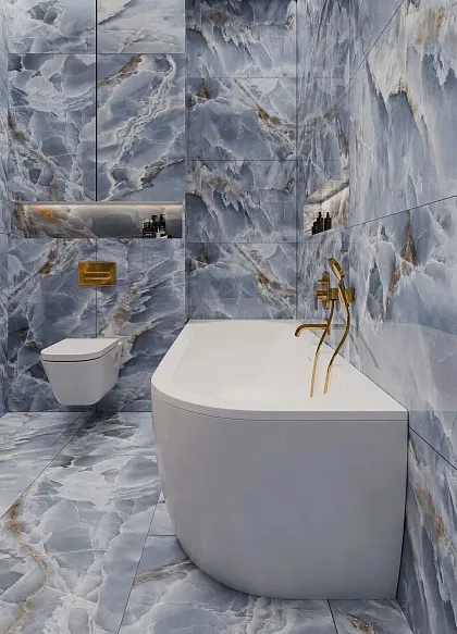 Фото Керамогранит Protiles PT12P7080 Ocean Blue Полированная 1200х600х9 Узбекистан