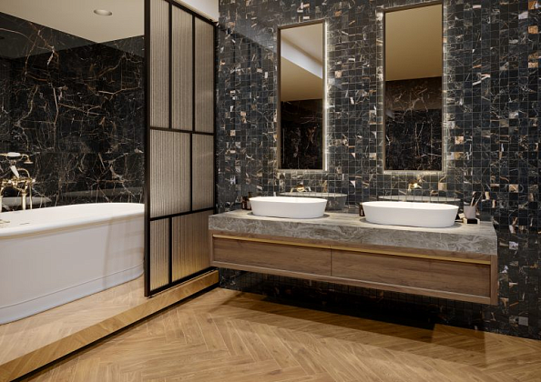 Керамогранит Marquina Gold Rect 59,7X119,7 для гостиной, для кухни, для ванной, для прихожей Фото Керамогранит Marquina Gold Rect 59,7X119,7 Польша