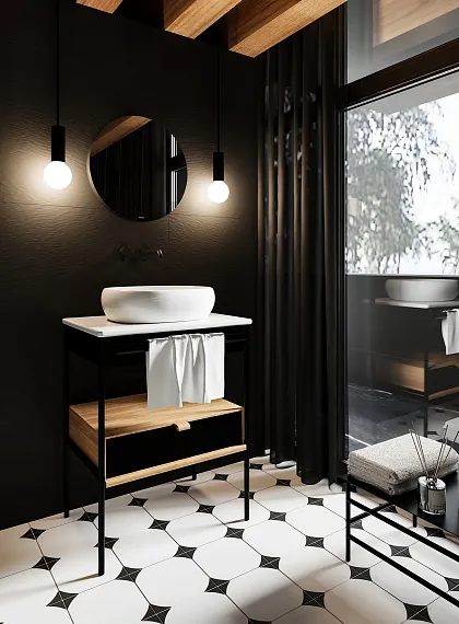 Фото Керамогранит Smile Tile Арабески зеленый 20x20 Индия