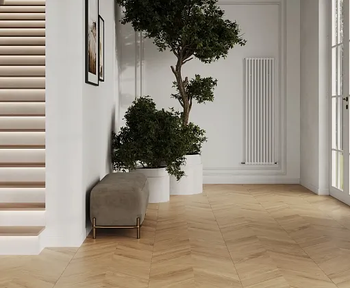 Фото Керамогранит Laparet Wood Latina Miele Chevron Бежевый Матовый Карвинг 60Х120 Индия