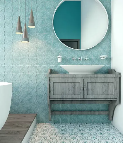 Фото Керамогранит Becolors Star Dec. Stencil Navy 13.25х13.25 Испания