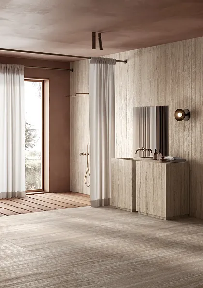 Фото Керамогранит Ragno Marazzi RCAG Realstone Travertino Cross Beige Rett 60х120 Италия
