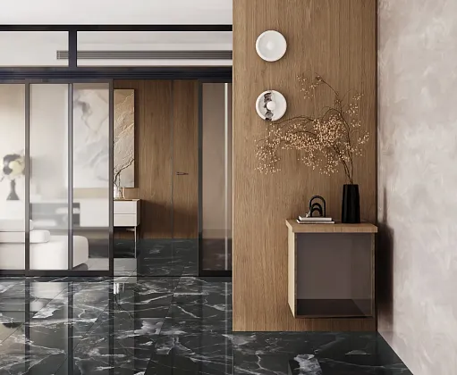 Фото Керамогранит Laparet Andora Black Чёрный Полированный 60Х120 Индия