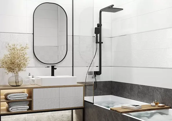 Плитка WT15GRF00R Grafito White 246*740*9,8 для ванной, для туалета Фото Плитка WT15GRF00R Grafito White 246*740*9,8 Россия