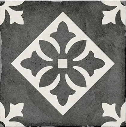 Фото Декор Equipe 24416 Art Nouveau Padua Black 20х20 Испания