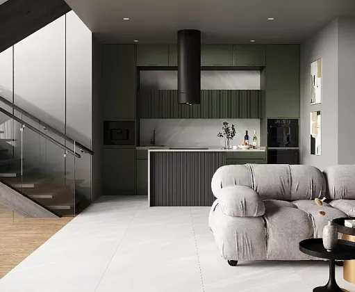 Фото Керамогранит Casino silver светло-серый Лаппатированный 80x80 Россия