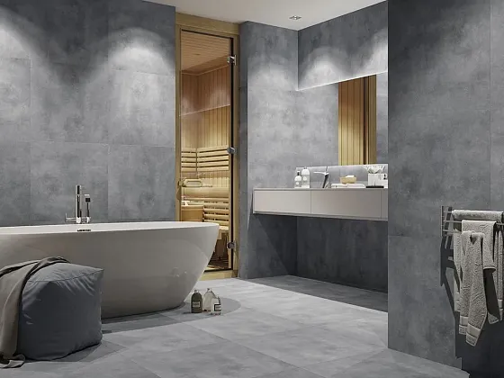 Фото Керамогранит ZERDE TILE Concrete Anthracite антрацит PG 01 60х60 Казахстан
