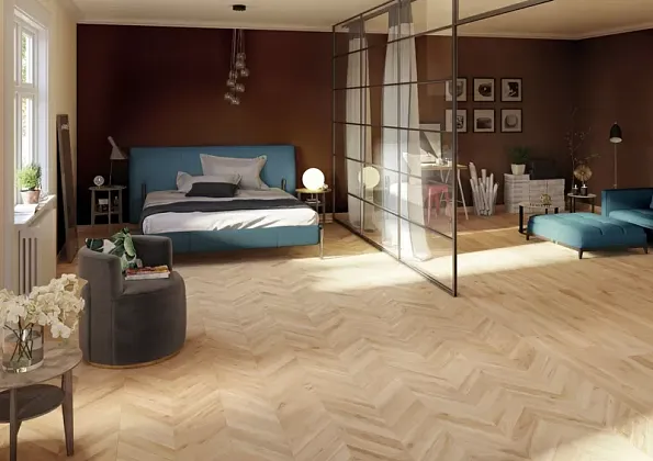 Керамогранит J86591 Woodie Chevron Blue 7.5x40.7 для гостиной, для кухни, для ванной, для прихожей Фото Керамогранит J86591 Woodie Chevron Blue 7.5x40.7 Италия