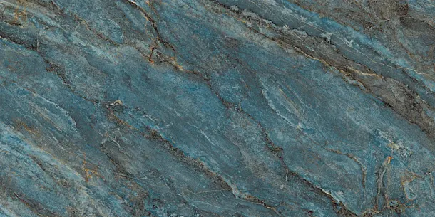 Фото Керамогранит Laparet Beam Turquoise бирюзовый лаппатированный шайн 60х120 Индия