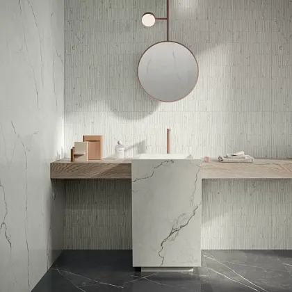 Фото Керамогранит Flaviker PF60013316 Supreme Memories Quarzite Luna Soft 3D R 120x280 Италия
