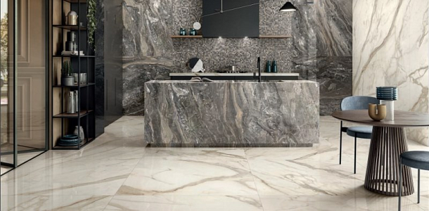 Керамогранит AGB4 GOLDEN WHITE Luc 60x120 для кухни, для ванной Фото Керамогранит AGB4 GOLDEN WHITE Luc 60x120 Италия