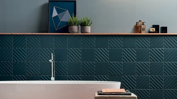 Фото Плитка D734 4D Chevron Deep Blue Matt 40х80 Италия