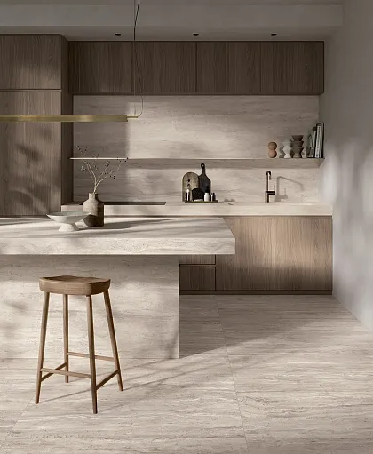 Фото Керамогранит Fondovalle ROT263 Royal Travertino Bianco Vein Real Matt 120x278 Италия
