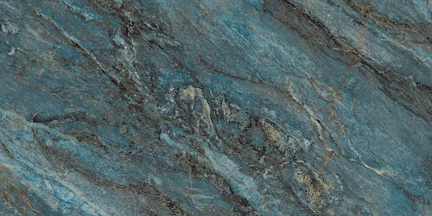 Фото Керамогранит Laparet Beam Turquoise бирюзовый лаппатированный шайн 60х120 Индия