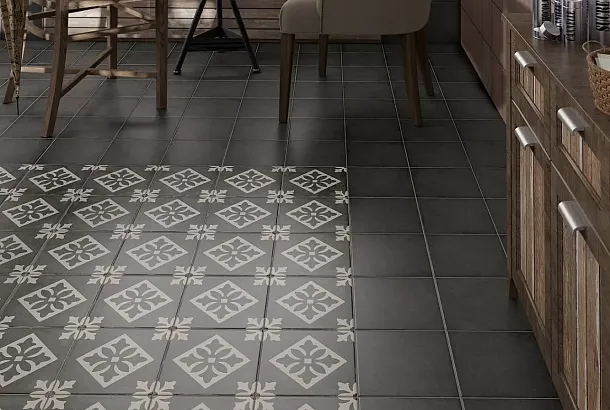 Фото Керамогранит Equipe 24398 Art Nouveau Charcoal Grey 20x20 Испания