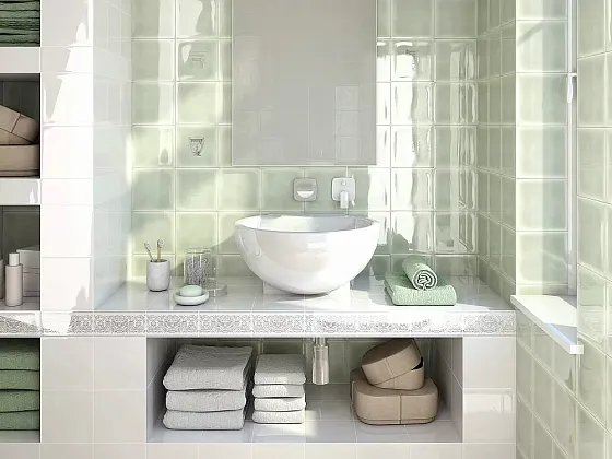 Фото Бордюр BLD008 Багет Авеллино фисташковый 15*3 Россия