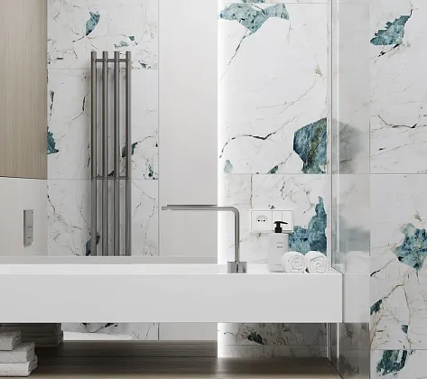 Фото Керамогранит Laparet Crackstone Aqua бирюзовый лаппатированный шайн 60х120 Индия
