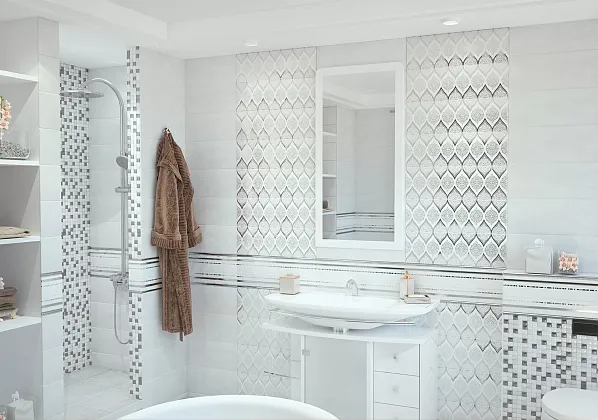 Мозаика DW7MGW00 Mosaic Glass White 30x30 для ванной, для туалета Фото Мозаика DW7MGW00 Mosaic Glass White 30x30 Россия