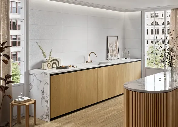 Фото Керамическая плитка Metropol R0002761 Santorini Concept White Pure 30x90 Испания