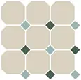 Керамогранит Top Cer 4416 OCT13+18-A White OCTAGON 16/Turquoise 13 + Green 18 Dots