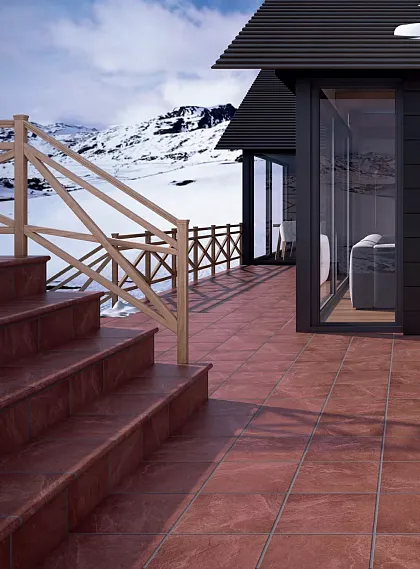 Фото Ступень Gres de Aragon 906152 Esquina Tatra Rojo 33x33 Испания