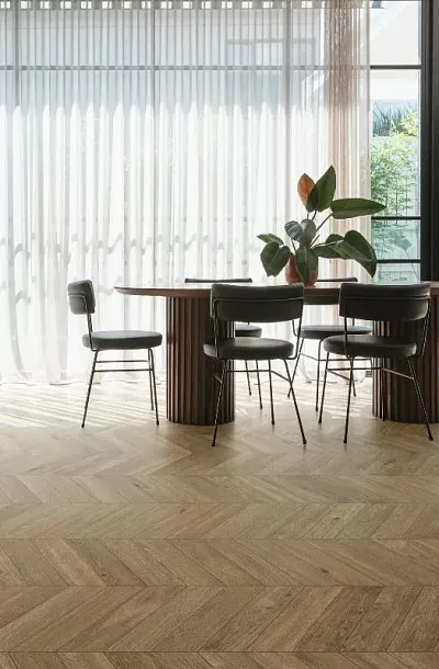 Фото Керамогранит R9SY Ossimori Chevron Marrone Extra Matt 11x54 Италия