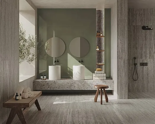 Фото Керамическая плитка FAP Ceramiche fTOU Materia Brillante Riflessi Bosco Brillante RT 50x120 Италия