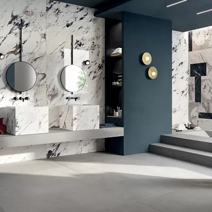 Керамогранит Sensi Up Statuario Versilia Lux+ 60X120 (PF60004203) для гостиной, для кухни, для ванной, для прихожей, на теплый пол Фото Керамогранит Sensi Up Statuario Versilia Lux+ 60X120 (PF60004203) Италия