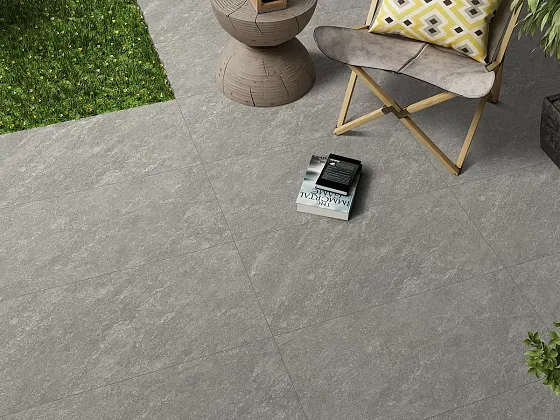Фото Керамогранит Landgrace Outdoor Richmond Travertine Ash R11 20mm 60х120 Индия