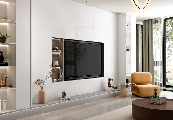 Фото Керамогранит Exterior Ceramica Solid Bianco Glossy 15 mm 80x300 Индия