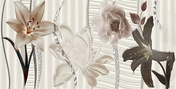 Фото Плитка Pegas Decor 2 цветы 25x50 Индия