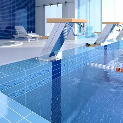 Фото Плитка 2829 Баттерфляй темно-голубой 28.5х8.5 Россия