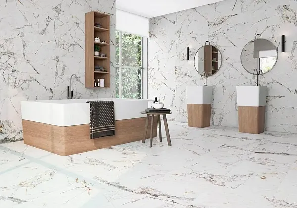 Фото Керамогранит FMAX 1278FD24 Fendi White Glossy 6 mm 120x278 Китай