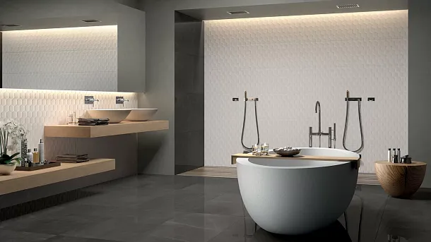 Фото Плитка E058 4D Drop White Decor 40x80 Италия