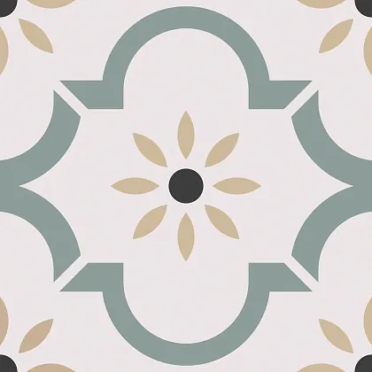 Фото Керамогранит Smile Tile Арабески зеленый 20x20 Индия
