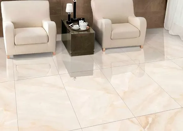 Керамогранит Silk Onyx Crema Glossy 60x60 для гостиной, для ванной, для туалета, для прихожей, на теплый пол Фото Керамогранит Silk Onyx Crema Glossy 60x60 Индия