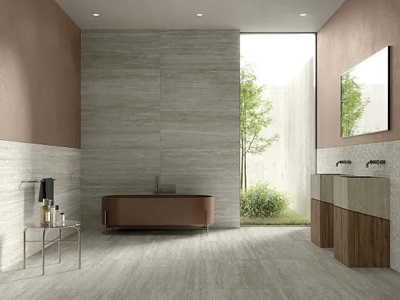 Фото Керамогранит MGM Ceramiche Travertino Vein Cut Avorio Rett 60x120 Италия