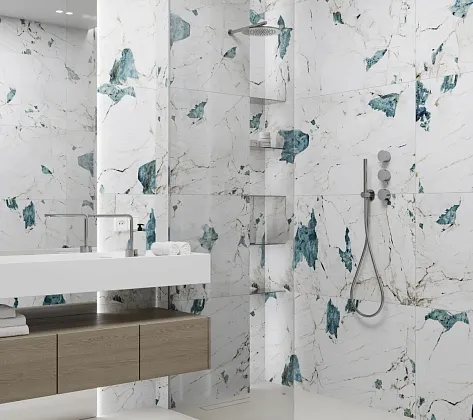 Фото Керамогранит Laparet Crackstone Aqua бирюзовый лаппатированный шайн 60х120 Индия