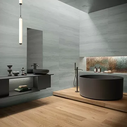Фото Керамогранит Flaviker 0015334 Double Cannete Grey Nat Rett. 3D Tech 60x120 Италия