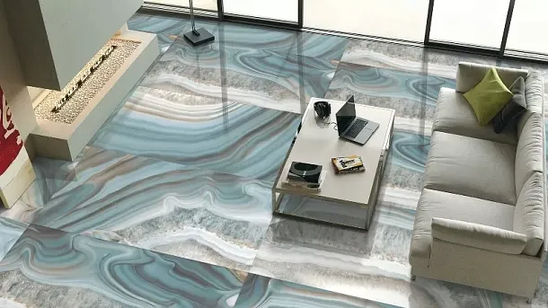 Керамогранит Persian Teal Onyx Sugar 60x60 для гостиной, для ванной, для туалета, для прихожей Фото Керамогранит Persian Teal Onyx Sugar 60x60 Индия