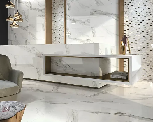 Фото Керамогранит Dune 189237 Calacatta Superwhite Satin 60x120 Испания