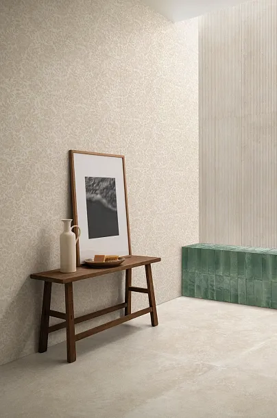 Фото Керамическая плитка Ragno Marazzi RCUR Travertino Wall Struttura 3D Pli Cross Bianco Rett 40x120 Италия