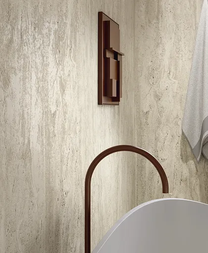 Фото Керамогранит Fondovalle ROT267 Royal Travertino Bianco Vein 3D Texture Honed 120x278 Италия