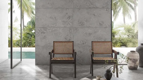 Фото Керамогранит Vitra K958008R0001VTER ArtWall Цветы Серый Матовый Ректификат 60x120 Турция